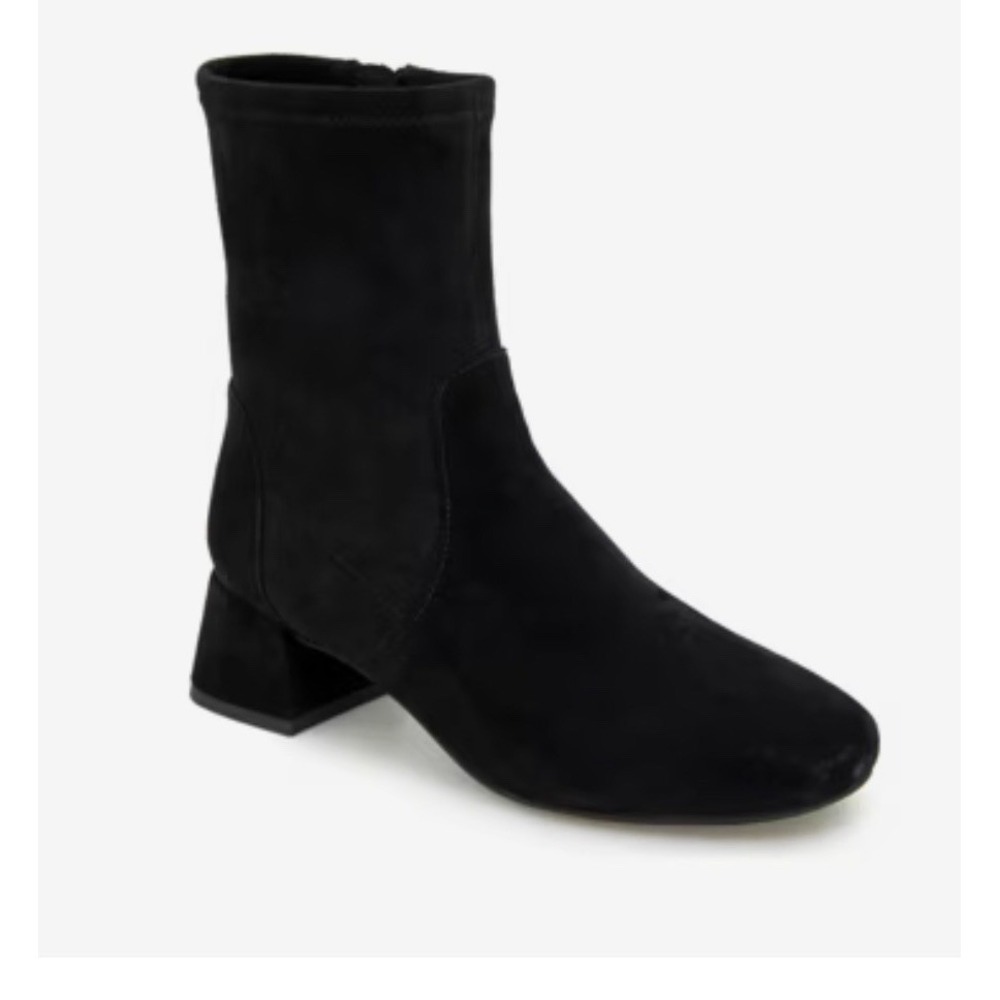 New $199 Gentle Souls 8 M Black Suede Elbert Ankle Boots Booties Block Heel